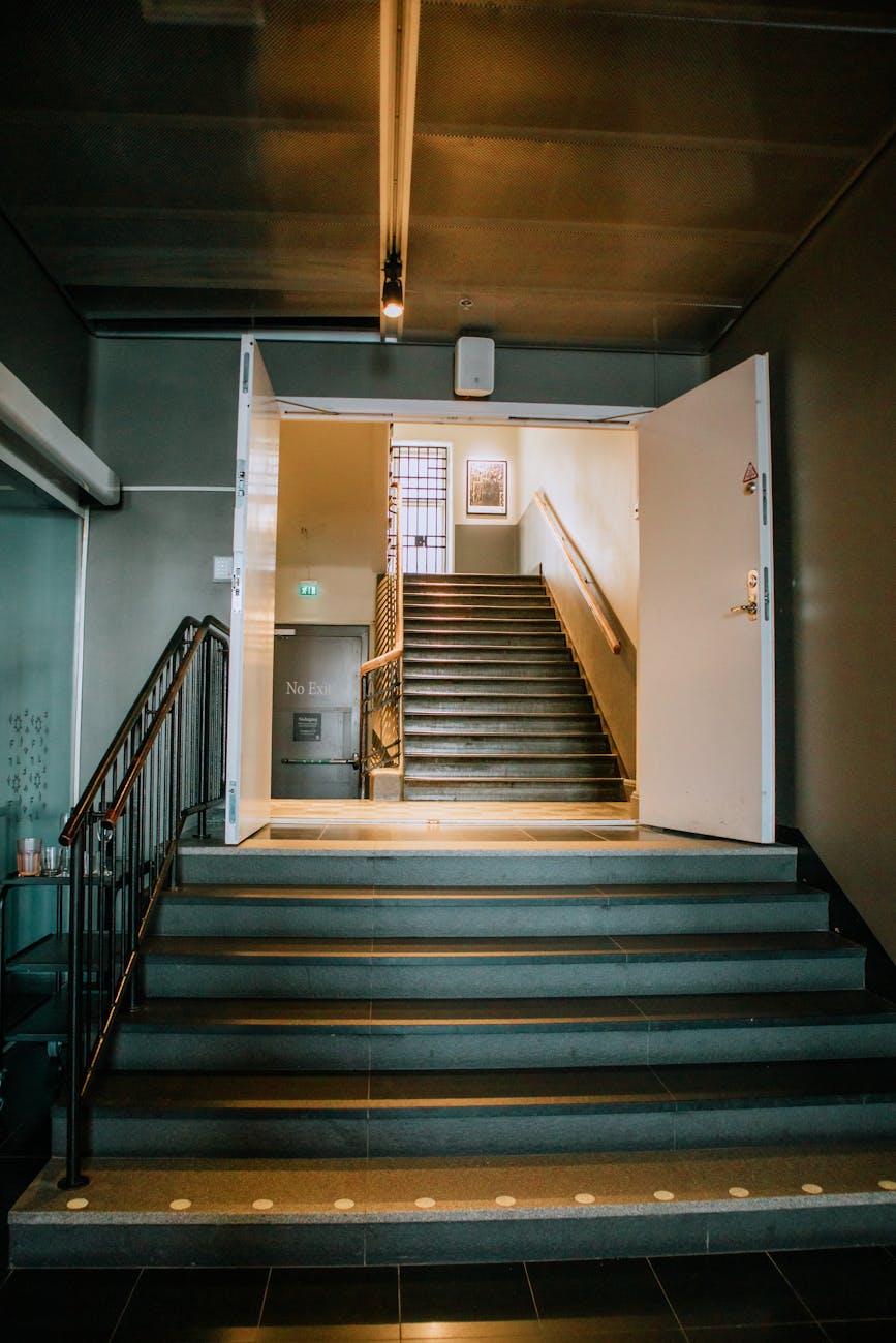 modern indoor staircase with open doorway